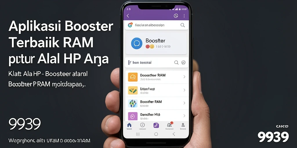 Antarmuka sederhana dan fungsional aplikasi <strong>9939</strong> untuk Booster RAM.