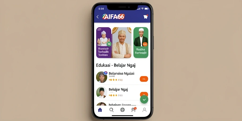 Tampilan antarmuka AIFA66 yang ramah pengguna untuk Belajar Ngaji.