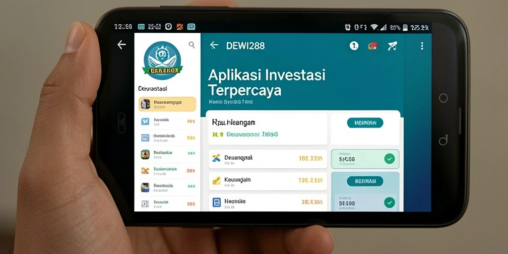 Tampilan antarmuka DEWI288 yang menonjolkan fitur Investasi.
