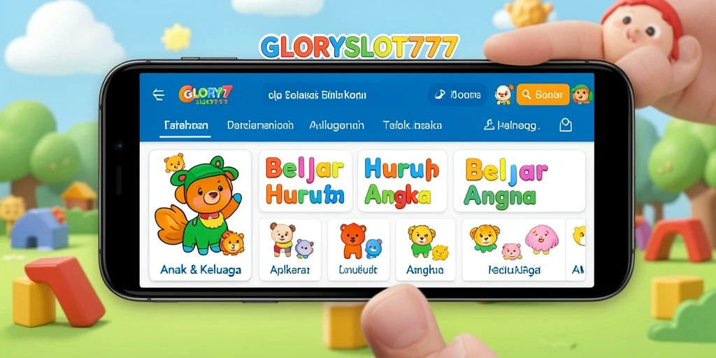 Antarmuka interaktif GLORYSLOT777 untuk belajar huruf dan angka.