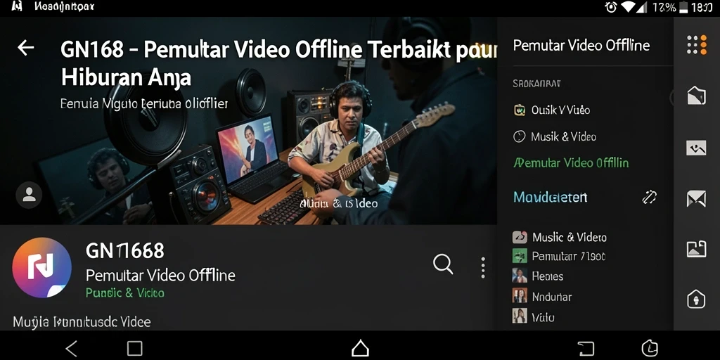 Tampilan antarmuka GN168 untuk Pemutar Video Offline yang intuitif dan menarik.