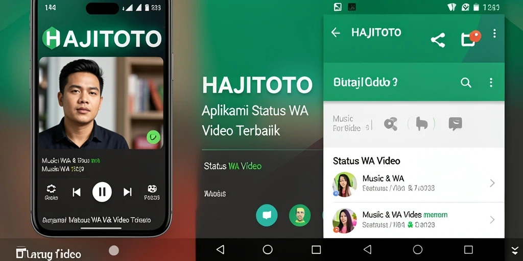 Tampilan antarmuka aplikasi HAJITOTO untuk Status WA Video.