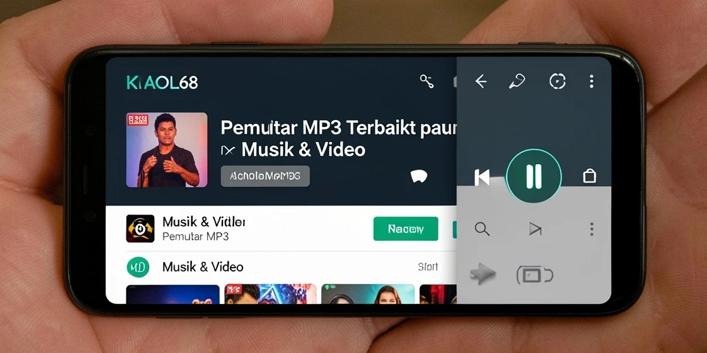 Antarmuka menarik aplikasi KAOL68 untuk Pemutar MP3.