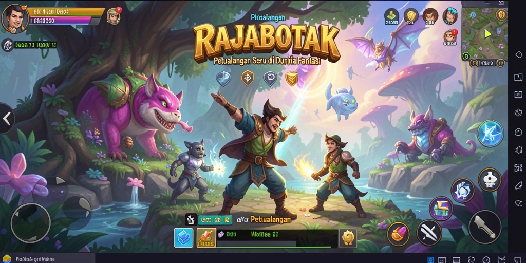Tampilan antarmuka game RAJABOTAK yang penuh warna dan menarik.