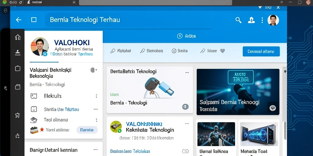 Antarmuka VALOHOKI menampilkan berita teknologi terbaru dengan desain yang menarik.
